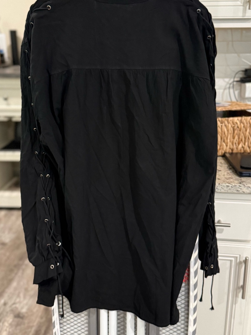 Black Lace-Up Sleeve Mens Pirate Costume